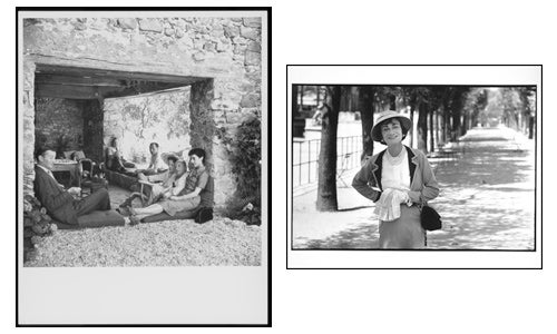 Caption: Christian Dior at his country house with guests (left); Coco Chanel (right), by Alexander Liberman. The Getty Research Institute, Los Angeles, (2000.R.19). © J. Paul Getty Trust.