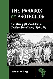 Book cover featuring a black-and-white historical photograph of a large group of people standing in front of thatched structures. A vertical green bar on the left and a small outline of Africa accent the design.